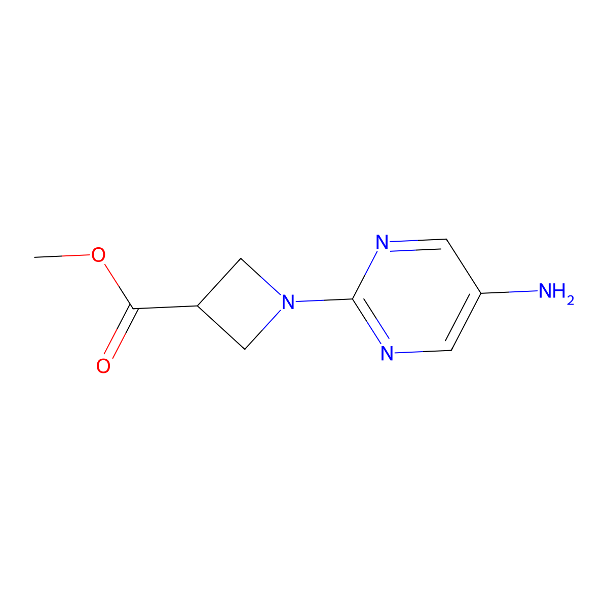 Methyl 1-(5-aminopyrimidin-2-yl)azetidine-3-carboxylate molecular structure, CAS 3079690-85-7