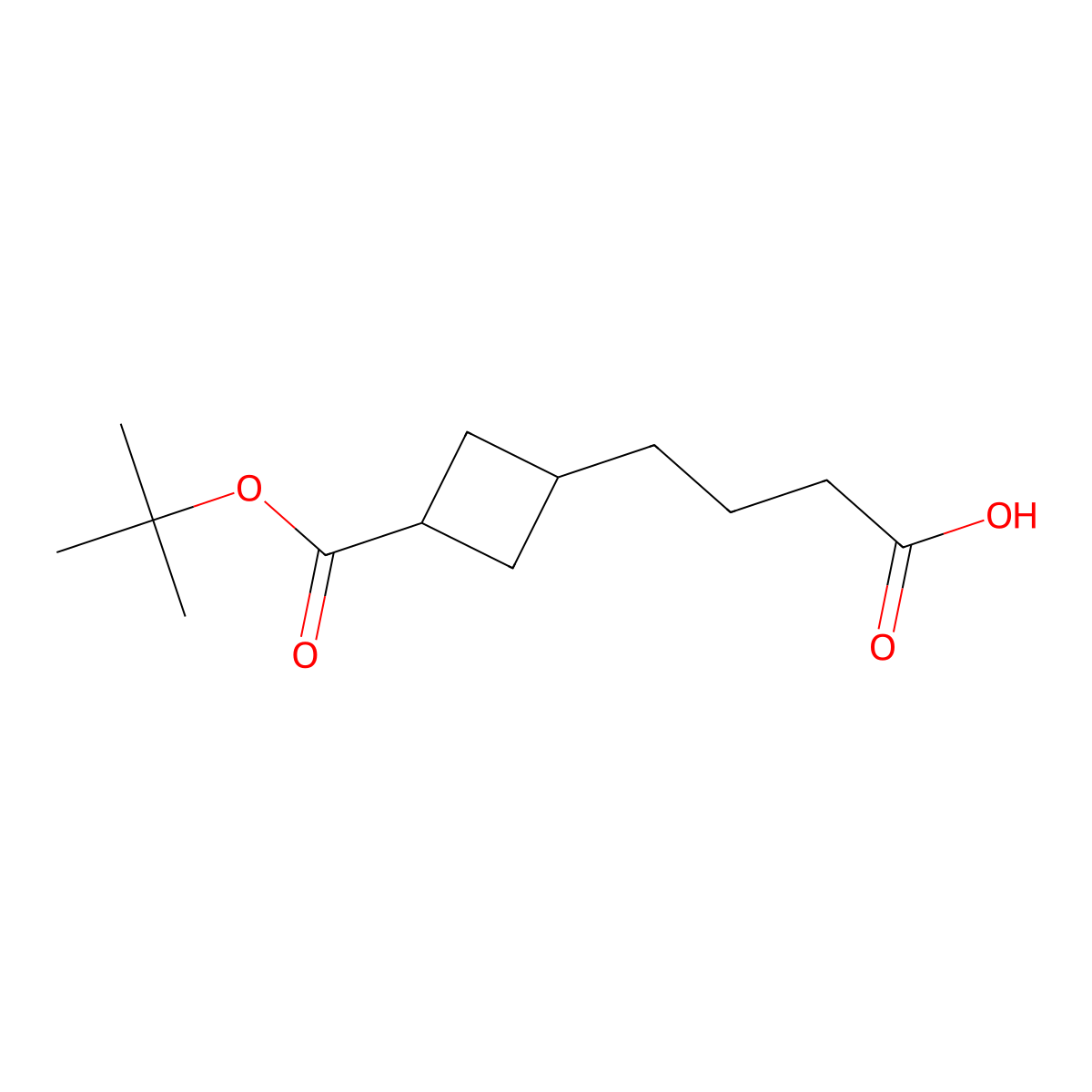 4-{3-[(Tert-butoxy)carbonyl]cyclobutyl}butanoic acid molecular structure, CAS 3079693-44-7