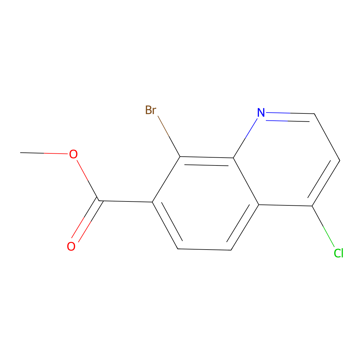 Methyl 8-bromo-4-chloroquinoline-7-carboxylate molecular structure, CAS 3079694-45-1