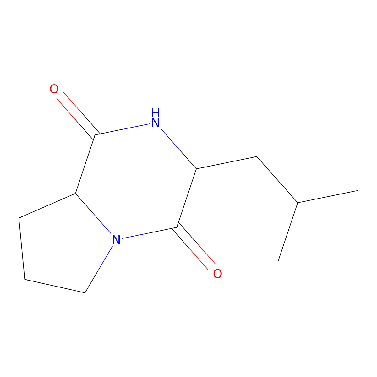 (3S)-3-Isobutylhexahydropyrrolo[1,2-a]pyrazine-1,4-dione molecular structure, CAS 307974-53-4