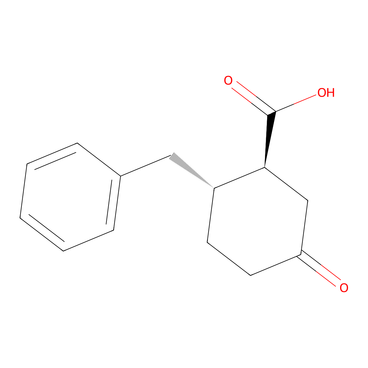 (1S,2R)-2-benzyl-5-oxocyclohexane-1-carboxylic acid molecular structure, CAS 307974-63-6