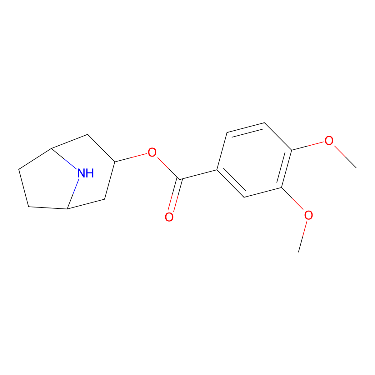 8-Azabicyclo(3.2.1)octan-3-yl 3,4-dimethoxybenzoate molecular structure, CAS 307974-65-8