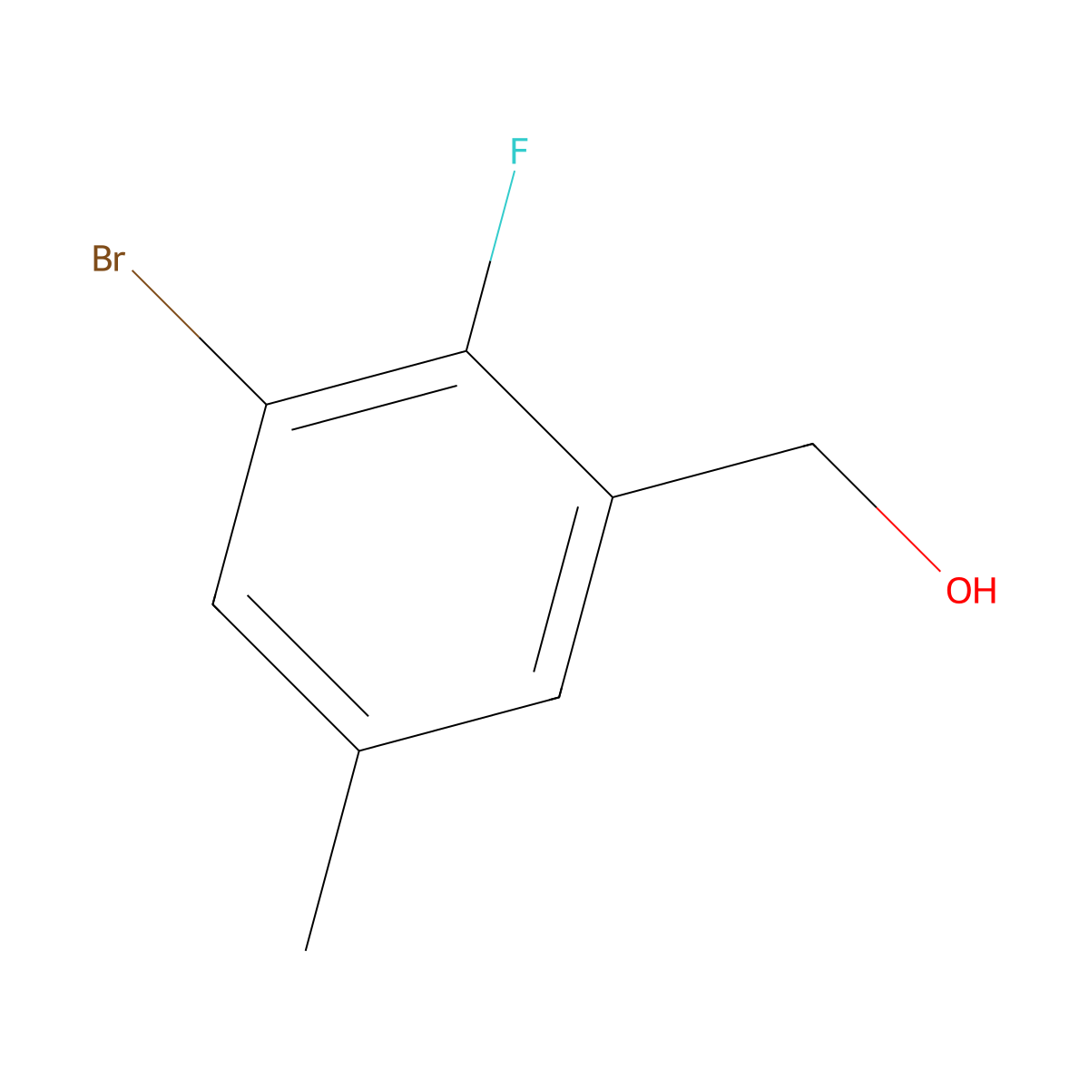 3-Bromo-2-fluoro-5-methylbenzyl alcohol molecular structure, CAS 307975-05-9
