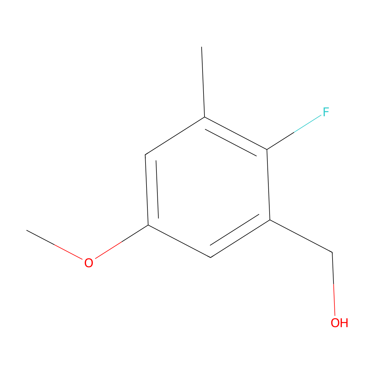 (2-Fluoro-5-methoxy-3-methylphenyl)methanol molecular structure, CAS 307975-06-0