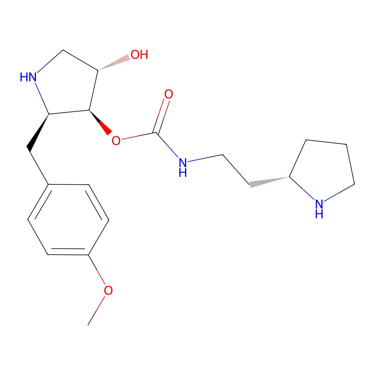 [(2R,3S,4S)-4-hydroxy-2-[(4-methoxyphenyl)methyl]pyrrolidin-3-yl] N-[2-[(2S)-pyrrolidin-2-yl]ethyl]carbamate molecular structure, CAS 3079913-81-5