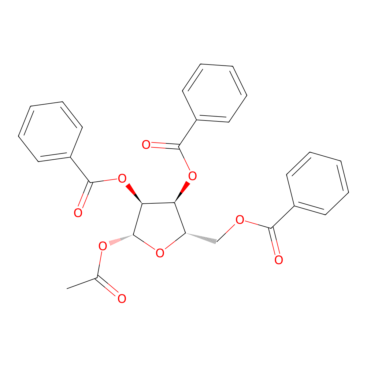 Ribofuranose, 1-acetate 2,3,5-tribenzoate molecular structure, CAS 3080-30-6