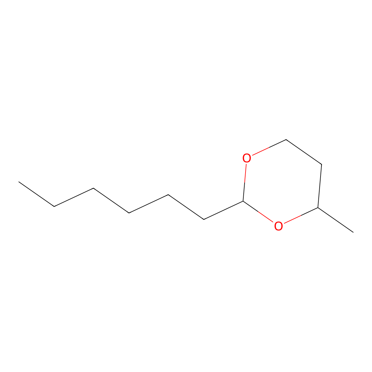 1,3-Dioxane, 2-hexyl-4-methyl- molecular structure, CAS 3080-69-1