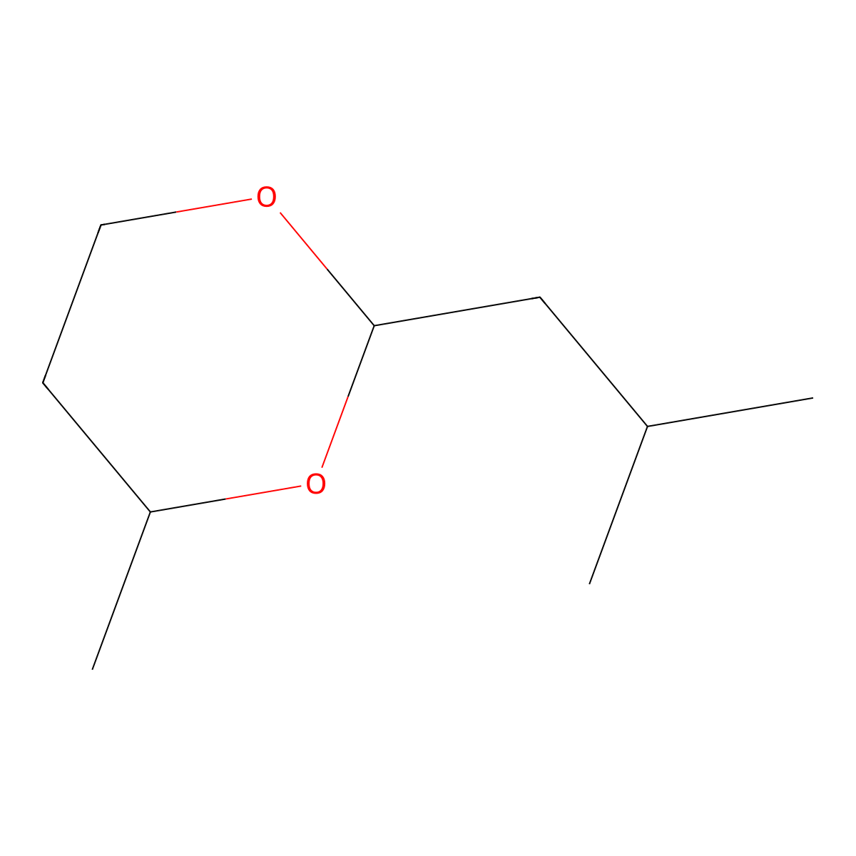 2-Isobutyl-4-methyl-1,3-dioxane molecular structure, CAS 3080-75-9