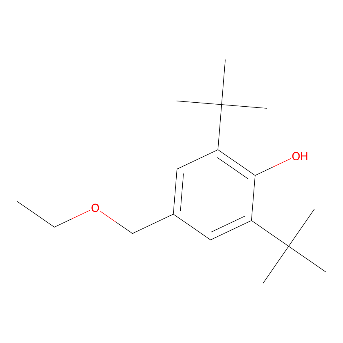 2,6-Di-tert-butyl-4-(ethoxymethyl)phenol molecular structure, CAS 3080-84-0