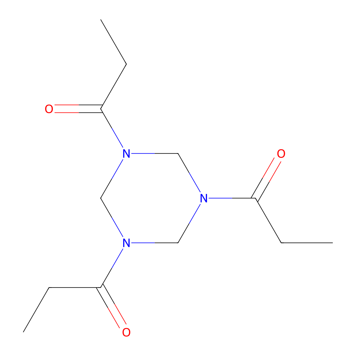 Hexahydro-1,3,5-tripropionyl-s-triazine molecular structure, CAS 30805-19-7