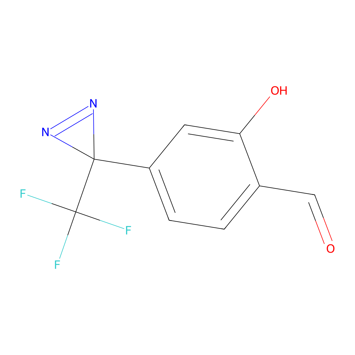 2-hydroxy-4-[3-(trifluoromethyl)-3H-diazirin-3-yl]benzaldehyde molecular structure, CAS 308085-25-8