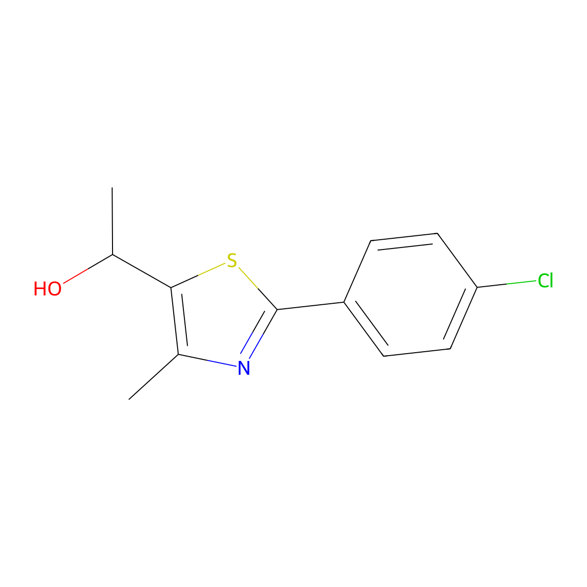 1-[2-(4-Chlorophenyl)-4-methyl-1,3-thiazol-5-yl]ethan-1-ol molecular structure, CAS 308088-16-6