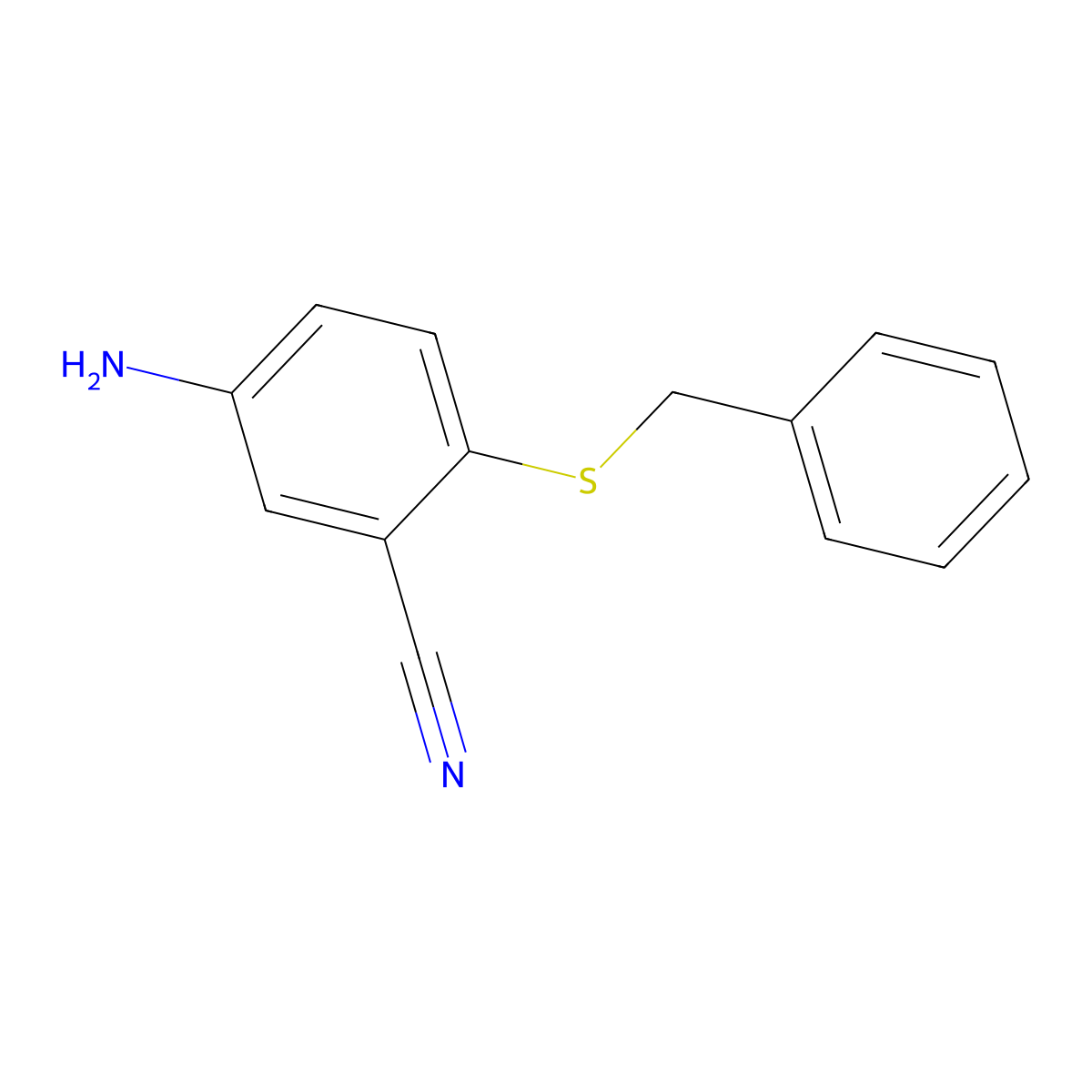 5-Amino-2-[(phenylmethyl)thio]benzonitrile molecular structure, CAS 308088-17-7