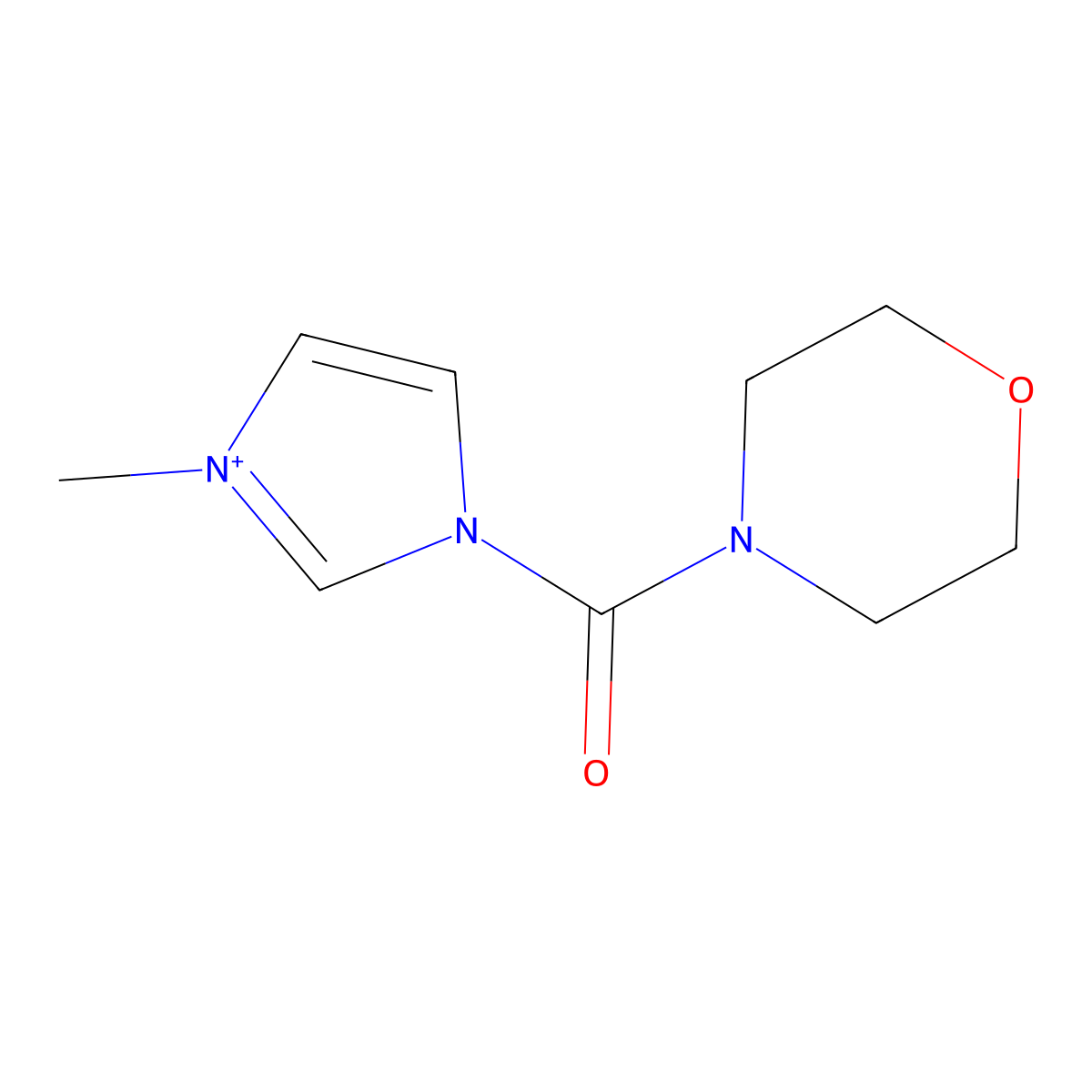 3-methyl-1-(morpholine-4-carbonyl)-1H-imidazol-3-ium molecular structure, CAS 308089-24-9