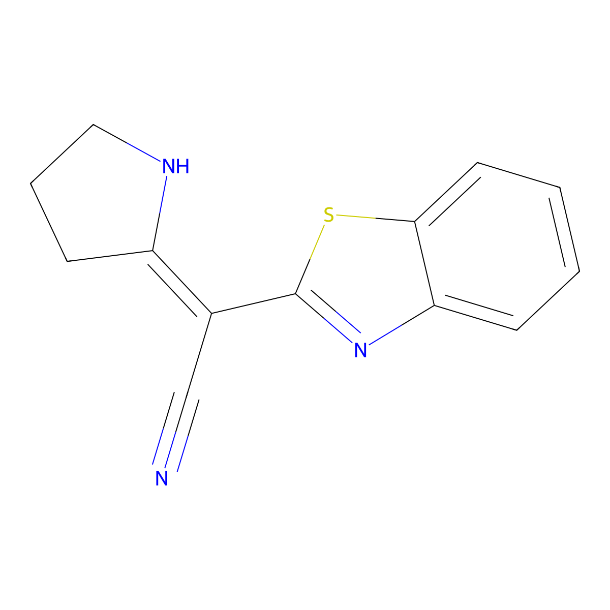 (z)-2-(1,3-Benzothiazol-2-yl)-2-(pyrrolidin-2-ylidene)acetonitrile molecular structure, CAS 308095-54-7