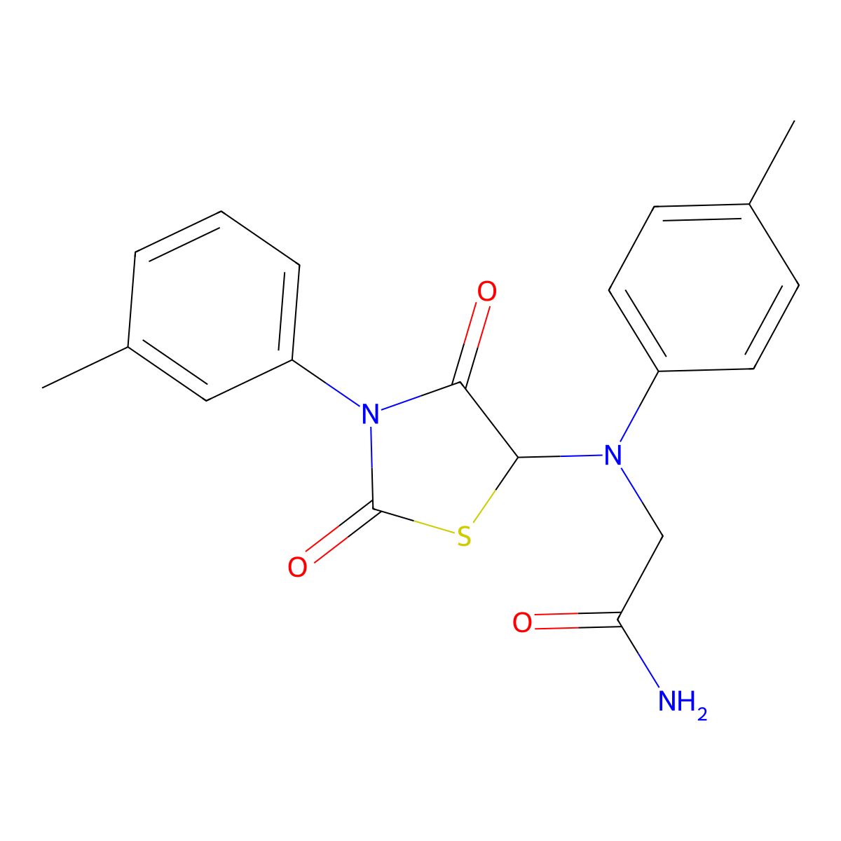 2-(4-Methyl(3-(3-methylphenyl)-2,4-dioxo-1,3-thiazolidin-5-YL)anilino)acetamide molecular structure, CAS 308095-59-2