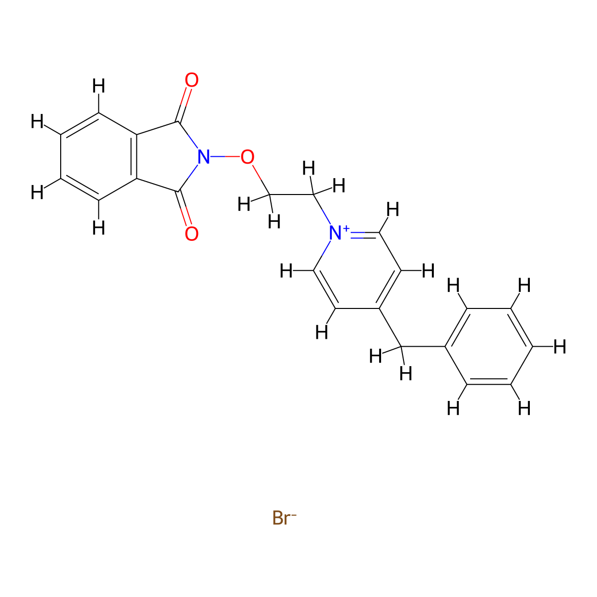 4-Benzyl-1-(2-((1,3-dioxoisoindolin-2-yl)oxy)ethyl)pyridin-1-ium bromide molecular structure, CAS 308095-76-3