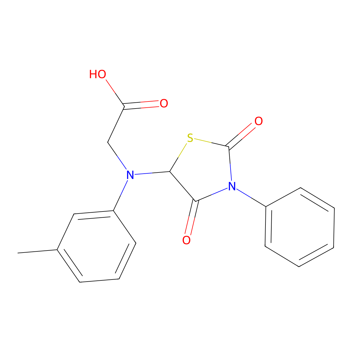 ((2,4-Dioxo-3-phenyl-1,3-thiazolidin-5-YL)-3-methylanilino)acetic acid molecular structure, CAS 308095-97-8