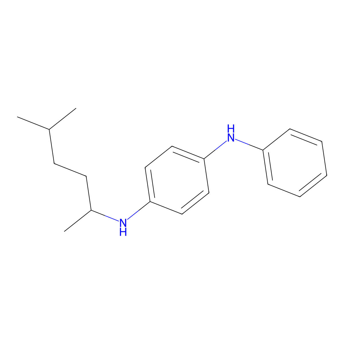 N-(5-Methyl-2-hexyl)-N'-phenyl-p-phenylenediamine molecular structure, CAS 3081-01-4