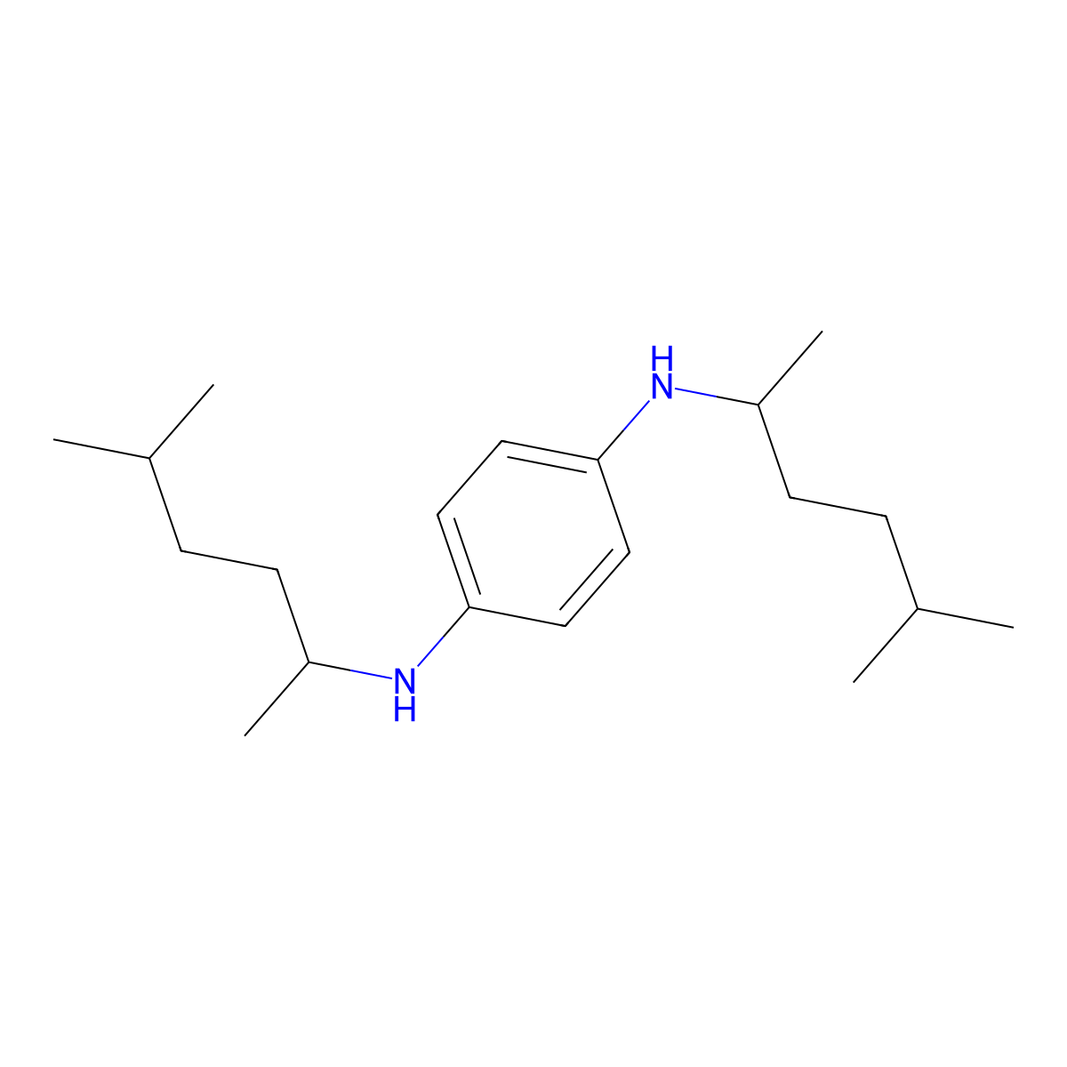 N,N'-bis(1,4-dimethylpentyl)-p-phenylenediamine molecular structure, CAS 3081-14-9