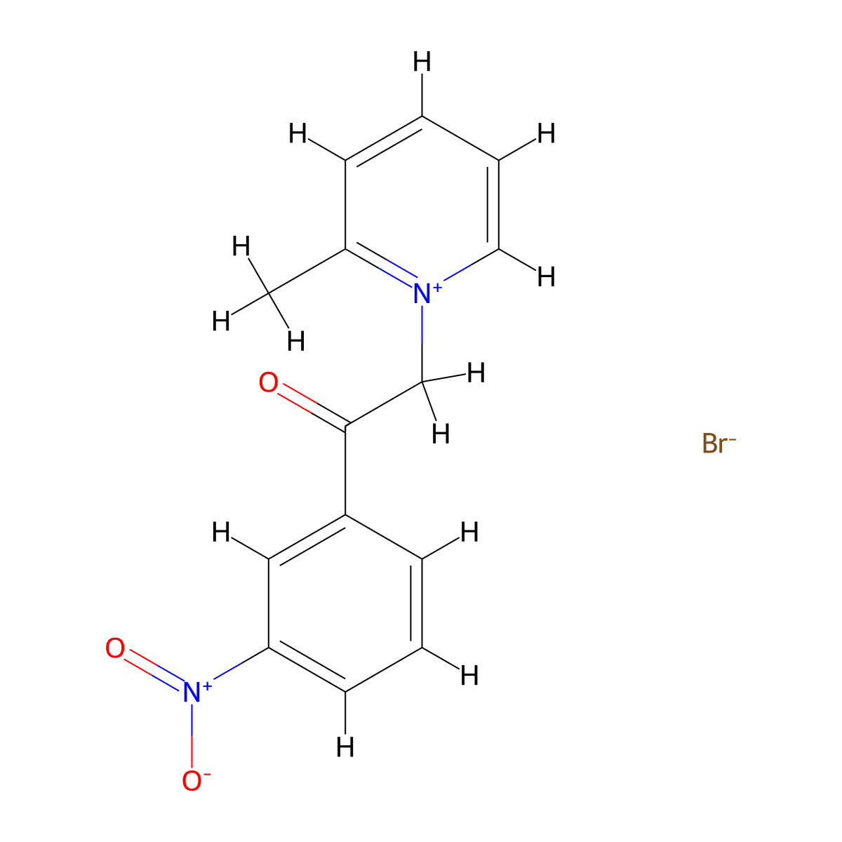 2-Methyl-1-[2-(3-nitrophenyl)-2-oxoethyl]pyridin-1-ium bromide molecular structure, CAS 308101-29-3
