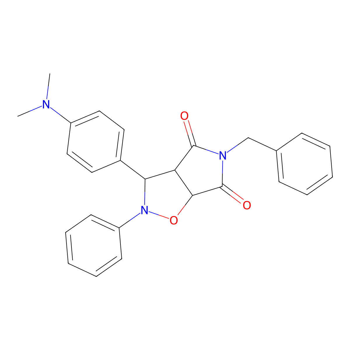 5-Benzyl-3-(4-(dimethylamino)phenyl)-2-phenyldihydro-2H-pyrrolo(3,4-D)isoxazole-4,6(3H,5H)-dione molecular structure, CAS 308101-48-6