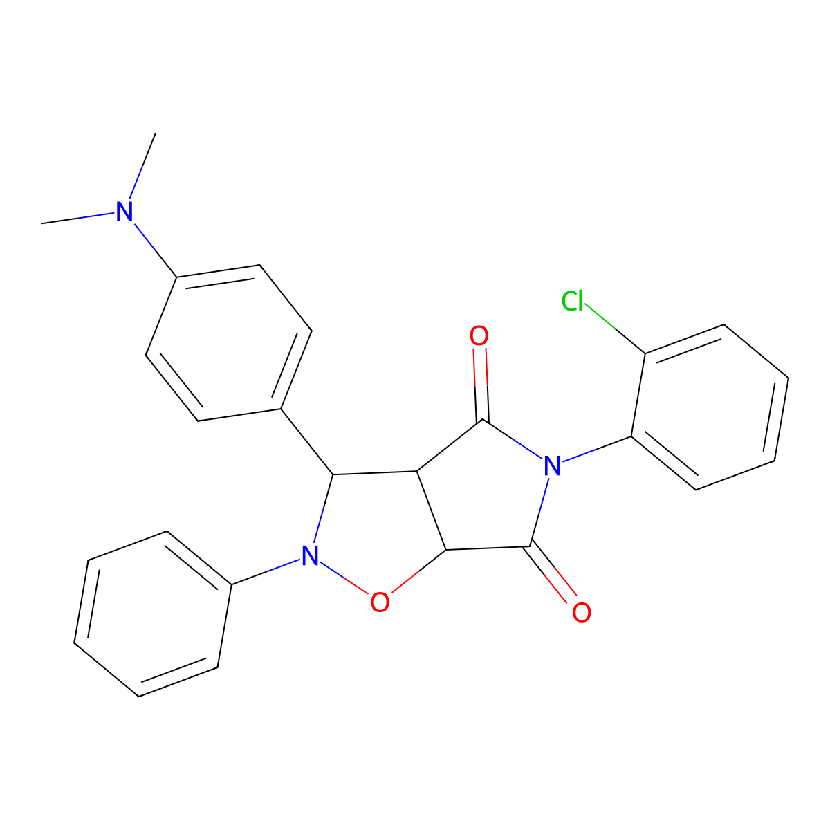 5-(2-Chlorophenyl)-3-(4-(dimethylamino)phenyl)-2-phenyldihydro-2H-pyrrolo(3,4-D)isoxazole-4,6(3H,5H)-dione molecular structure, CAS 308101-49-7