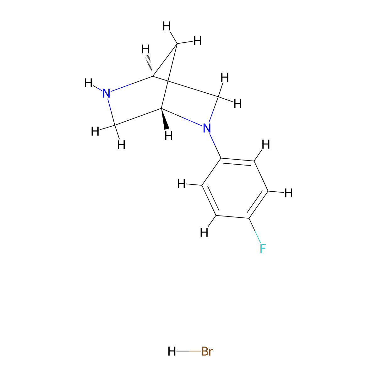 (1S,4S)-(-)-2-(4-Fluorophenyl)-2,5-diazabicyclo[2.2.1]heptane hydrobromide molecular structure, CAS 308103-49-3