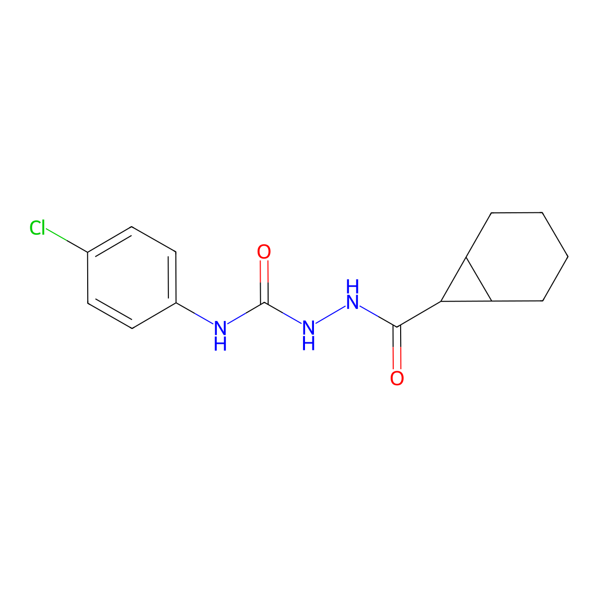 2-(bicyclo[4.1.0]hept-7-ylcarbonyl)-N-(4-chlorophenyl)hydrazinecarboxamide molecular structure, CAS 308107-44-0