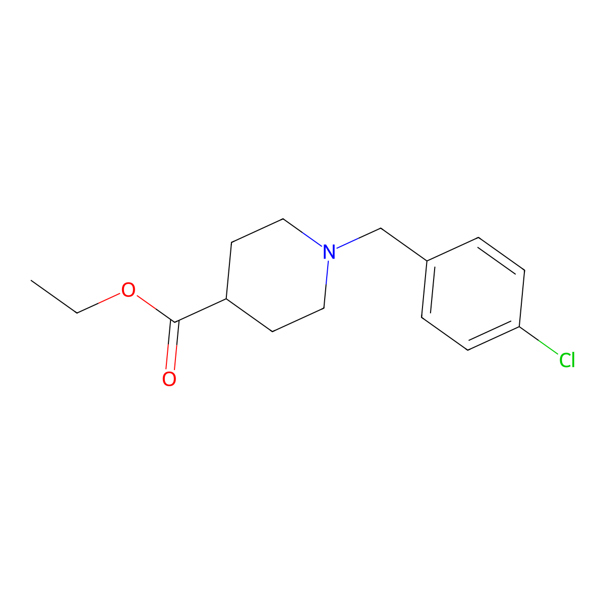 Ethyl 1-(4-chlorobenzyl)piperidine-4-carboxylate molecular structure, CAS 308109-90-2