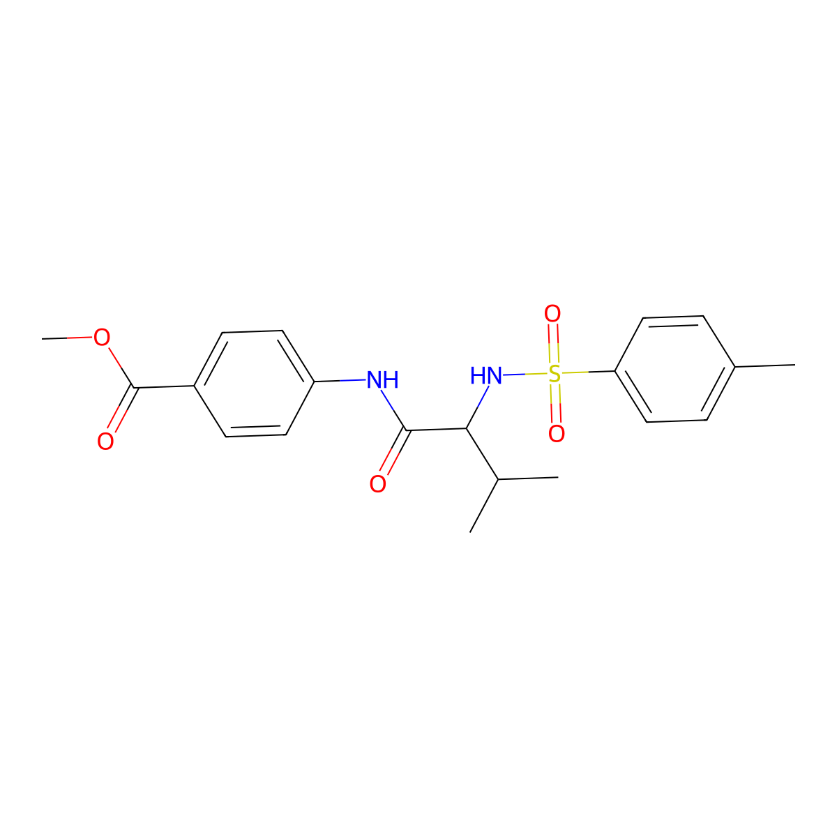 Methyl 4-[[3-methyl-2-[[(4-methylphenyl)sulfonyl]amino]-1-oxobutyl]amino]benzoate molecular structure, CAS 308122-36-3