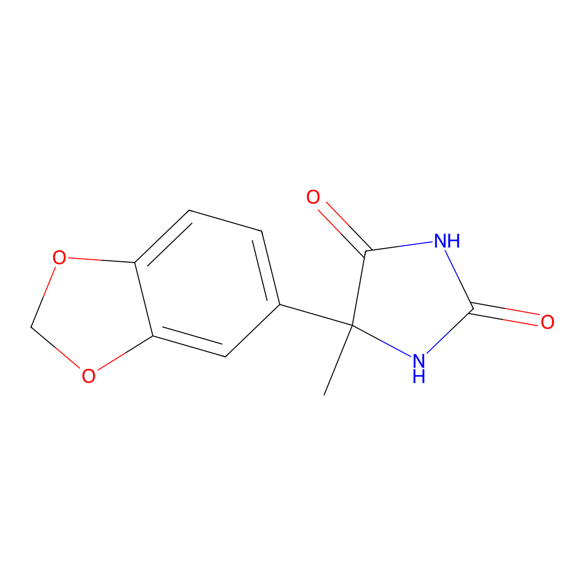 5-(2H-1,3-benzodioxol-5-yl)-5-methylimidazolidine-2,4-dione molecular structure, CAS 308122-40-9
