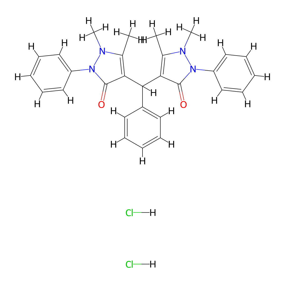 4,4'-(Phenylmethylene)bis(1,5-dimethyl-2-phenyl-1H-pyrazol-3(2H)-one) dihydrochloride molecular structure, CAS 308134-33-0