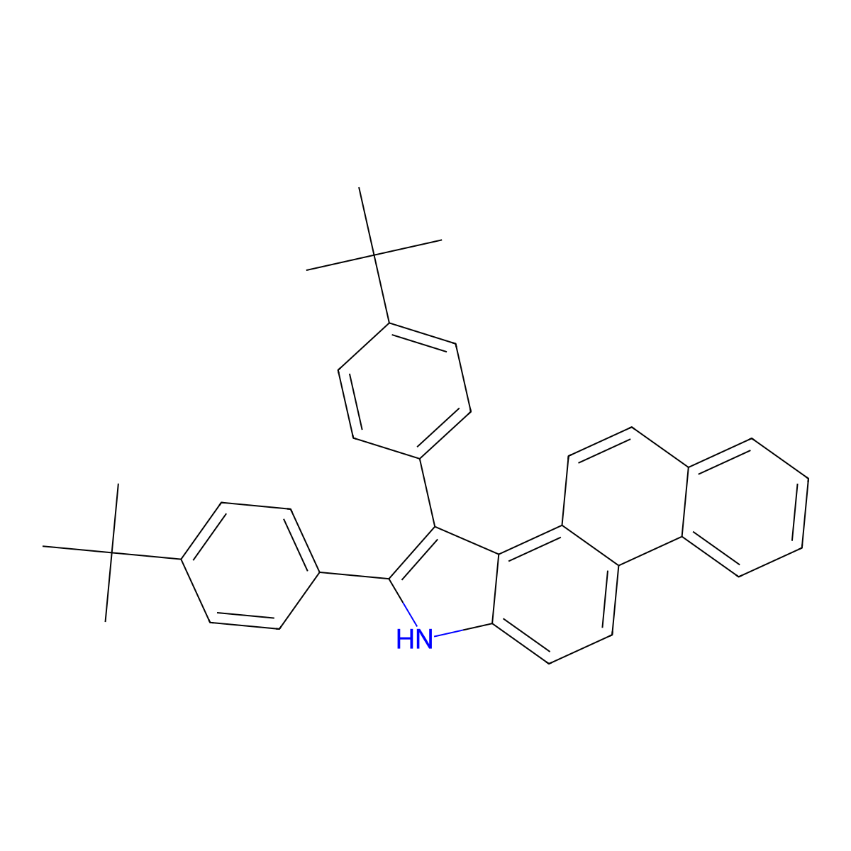 2,3-Bis[4-(tert-butyl)phenyl]-1H-naphtho[2,1-e]indole molecular structure, CAS 3081967-64-5