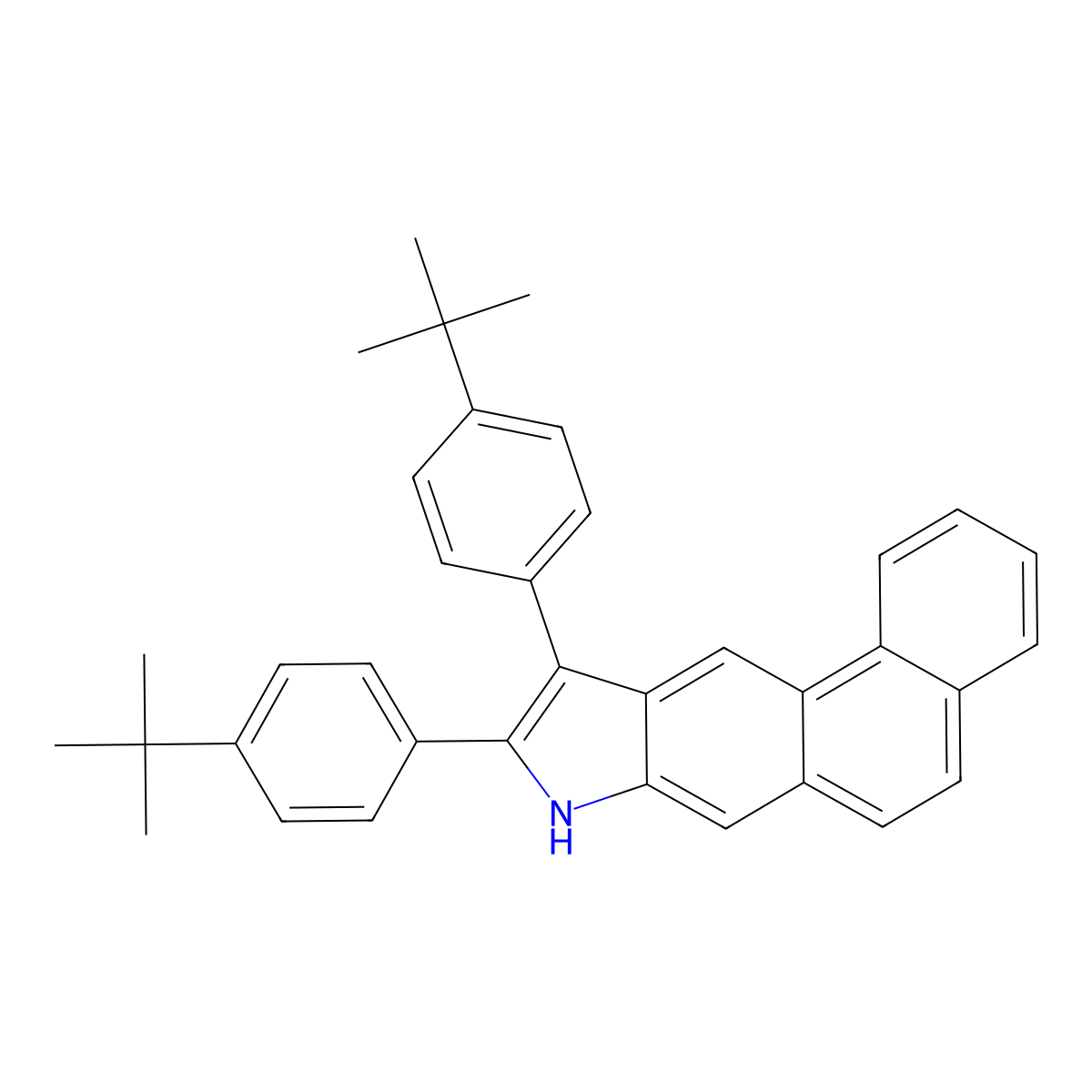 9,10-Bis[4-(tert-butyl)phenyl]-8H-naphtho[1,2-f]indole molecular structure, CAS 3081967-69-0