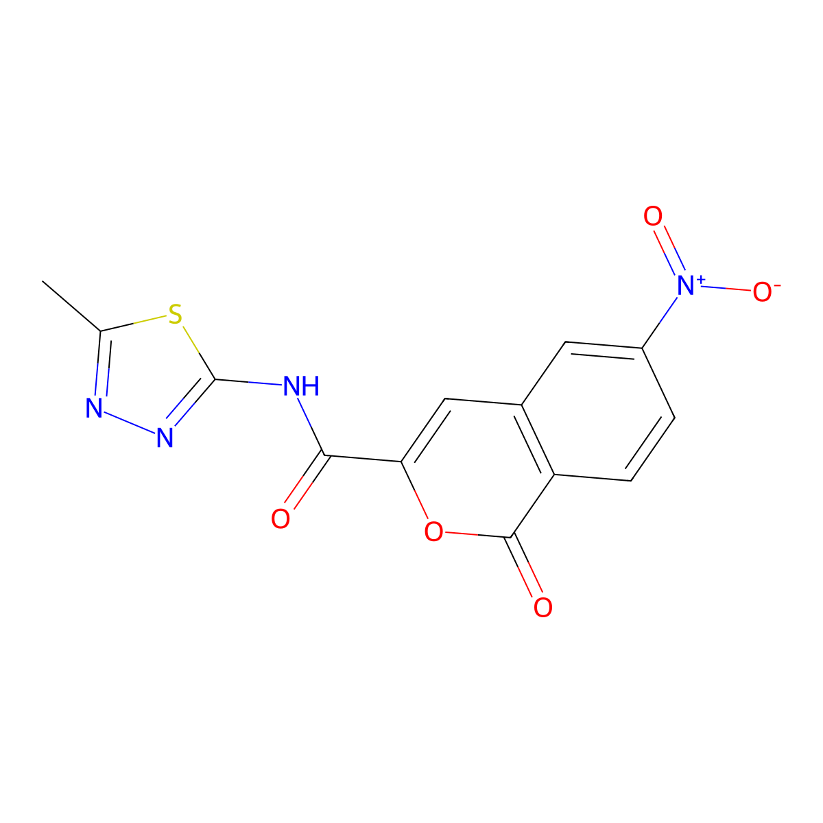 N-(5-methyl-1,3,4-thiadiazol-2-yl)-6-nitro-1-oxoisochromene-3-carboxamide molecular structure, CAS 3081975-77-8