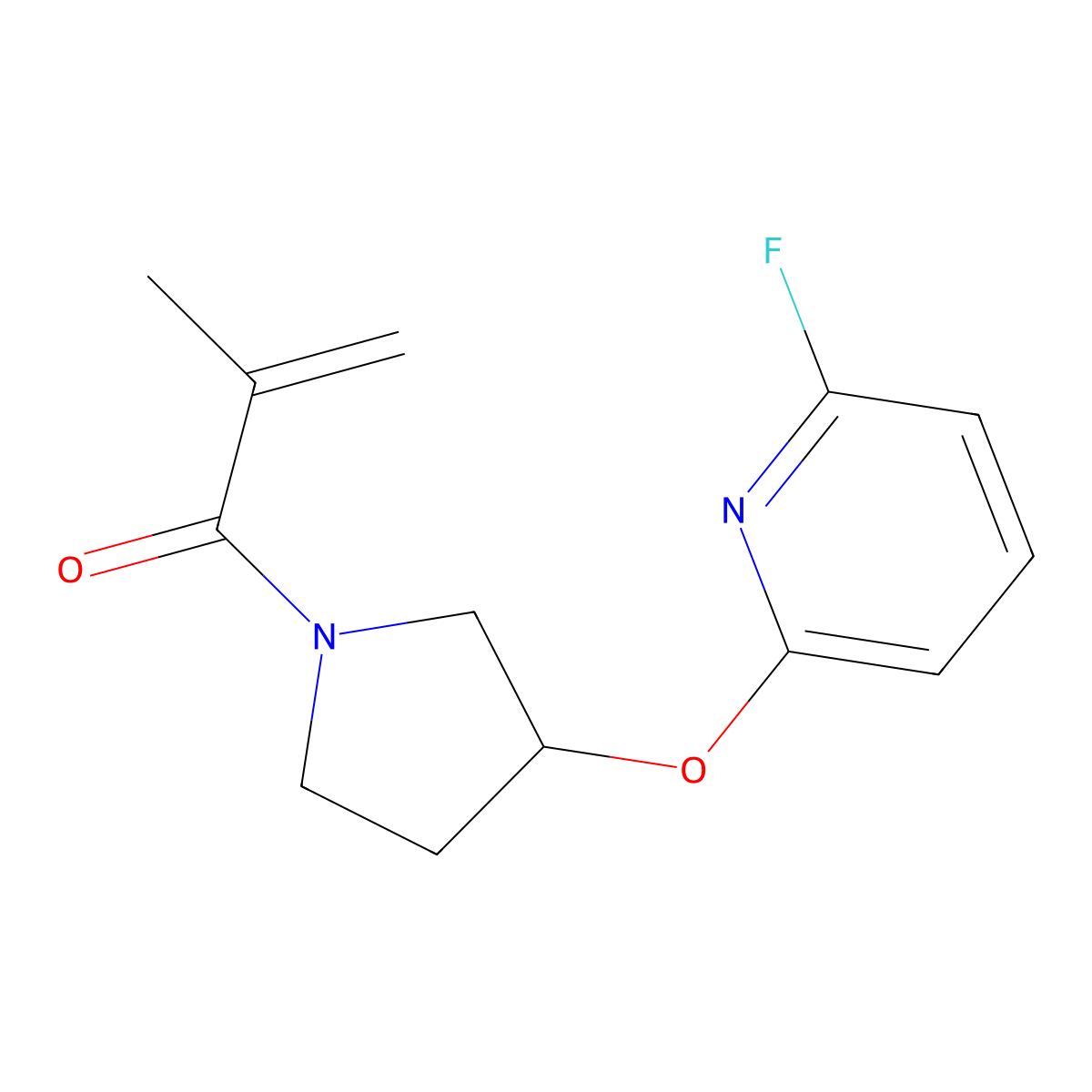 1-[3-(6-Fluoropyridin-2-yl)oxypyrrolidin-1-yl]-2-methylprop-2-en-1-one molecular structure, CAS 3081975-90-5