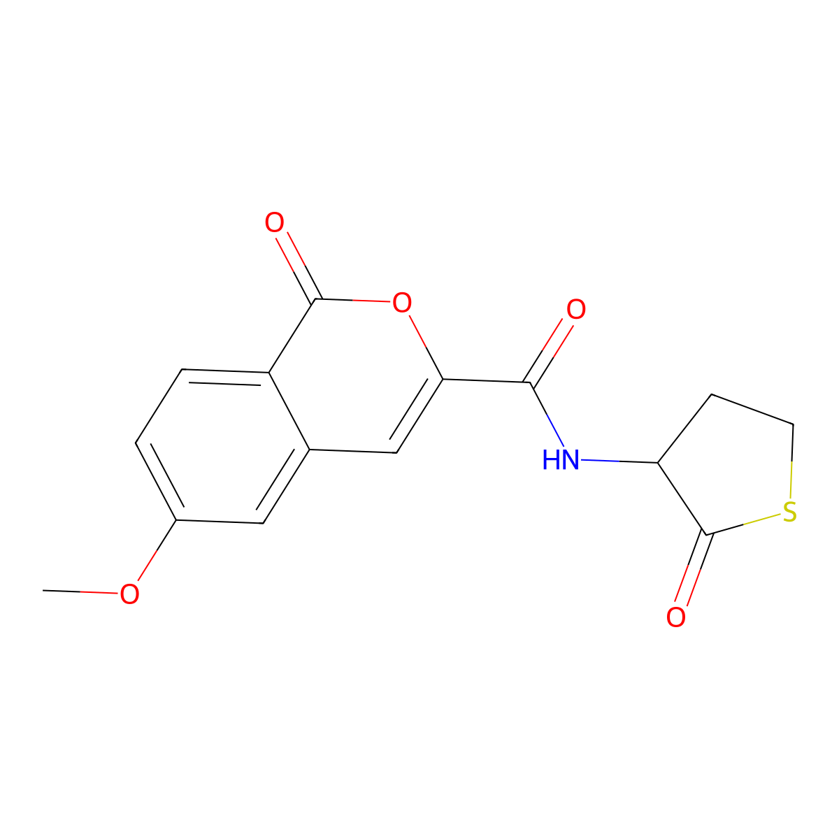 6-methoxy-1-oxo-N-(2-oxothiolan-3-yl)isochromene-3-carboxamide molecular structure, CAS 3081978-36-8