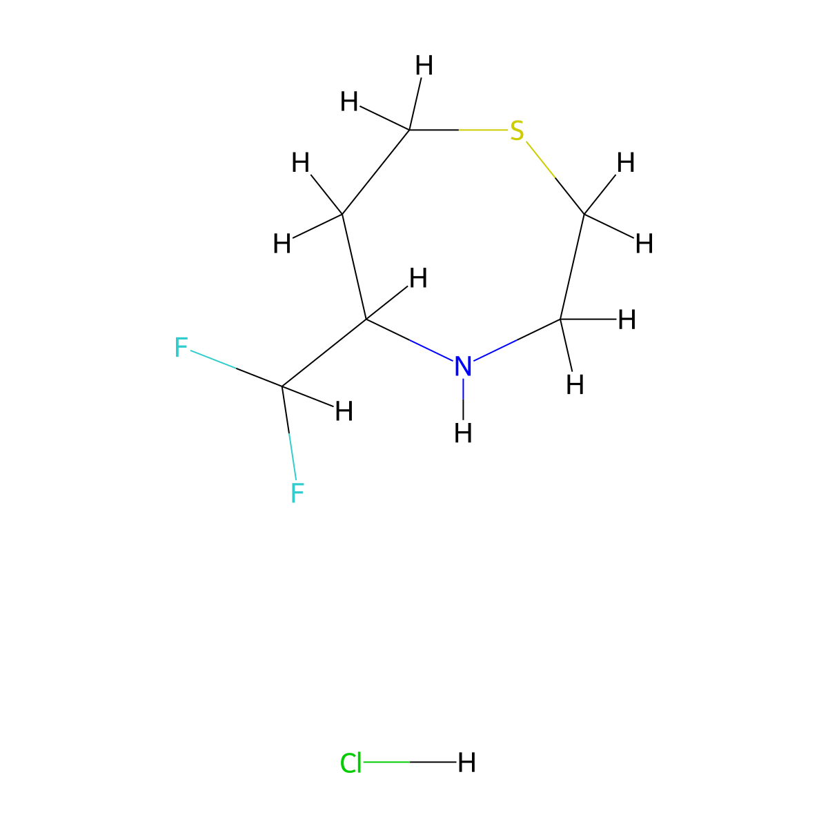 5-(Difluoromethyl)-1,4-thiazepane hydrochloride molecular structure, CAS 3081978-46-0