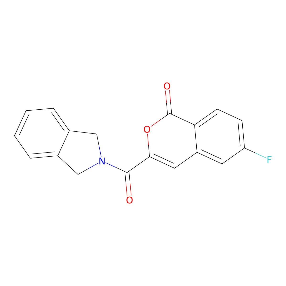 3-(1,3-Dihydroisoindole-2-carbonyl)-6-fluoroisochromen-1-one molecular structure, CAS 3081978-87-9