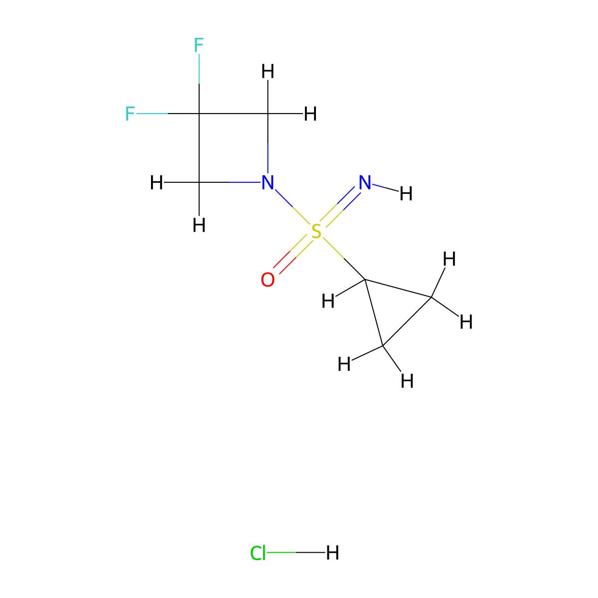 1-(Cyclopropanesulfonimidoyl)-3,3-difluoroazetidine hydrochloride molecular structure, CAS 3081979-56-5