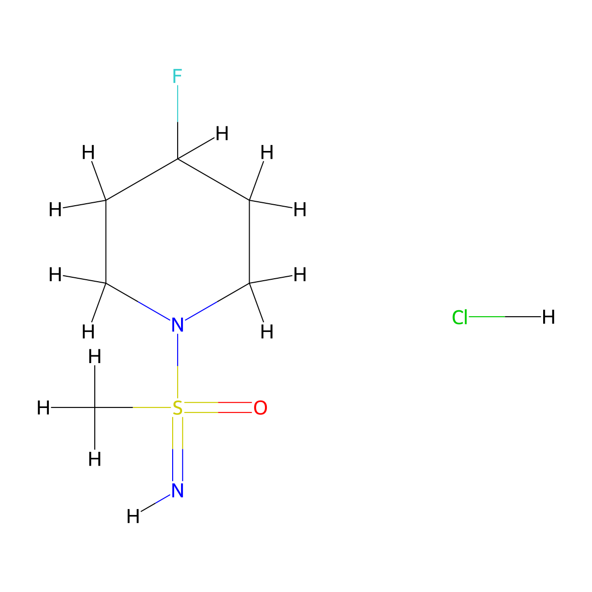 4-fluoro-1-(S-methylsulfonimidoyl)piperidine hydrochloride molecular structure, CAS 3081979-57-6