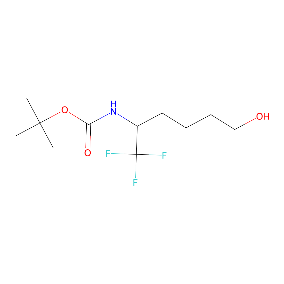 tert-butyl N-(1,1,1-trifluoro-6-hydroxyhexan-2-yl)carbamate molecular structure, CAS 3081979-60-1