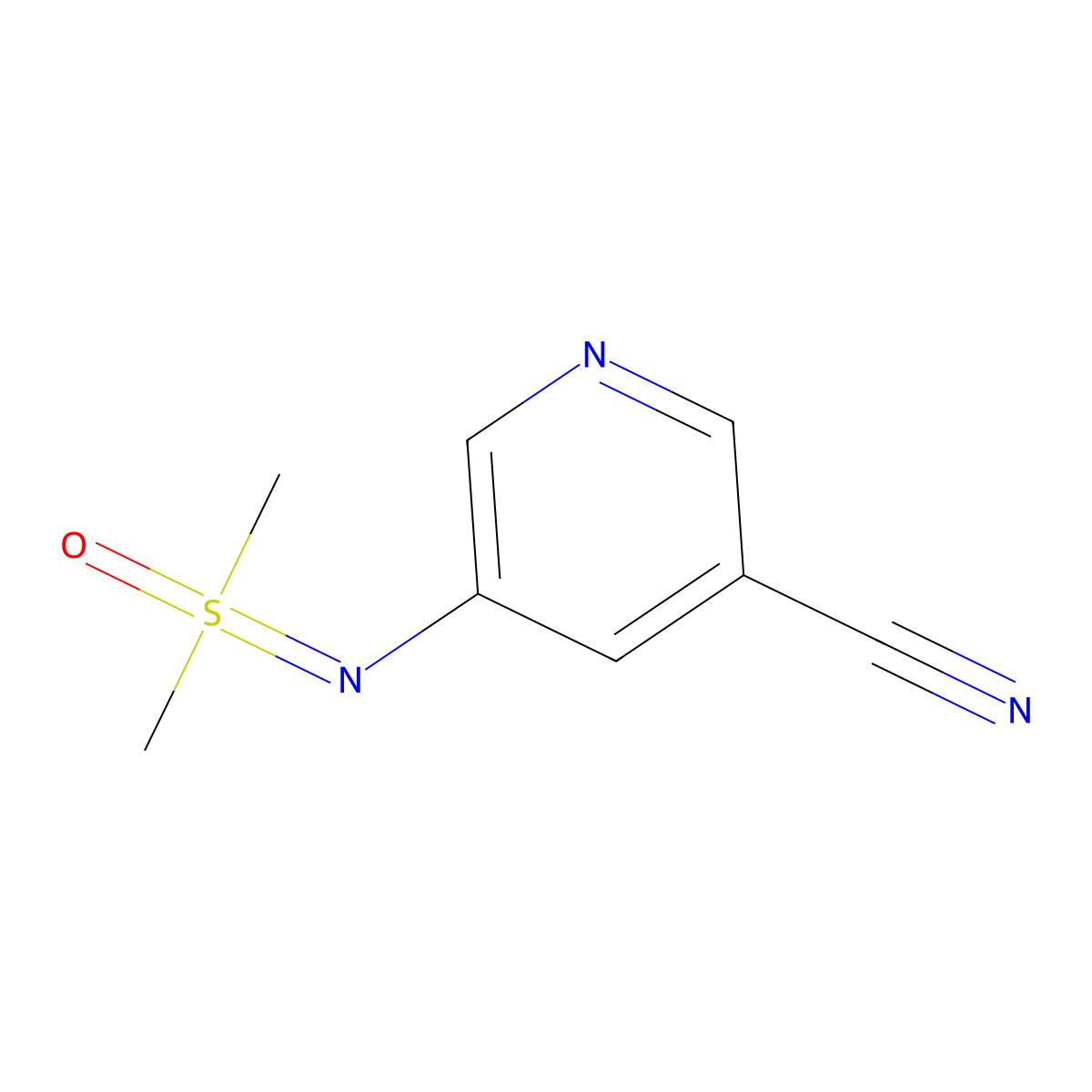 5-{[Dimethyl(oxo)-lambda6-sulfanylidene]amino}pyridine-3-carbonitrile molecular structure, CAS 3081979-62-3