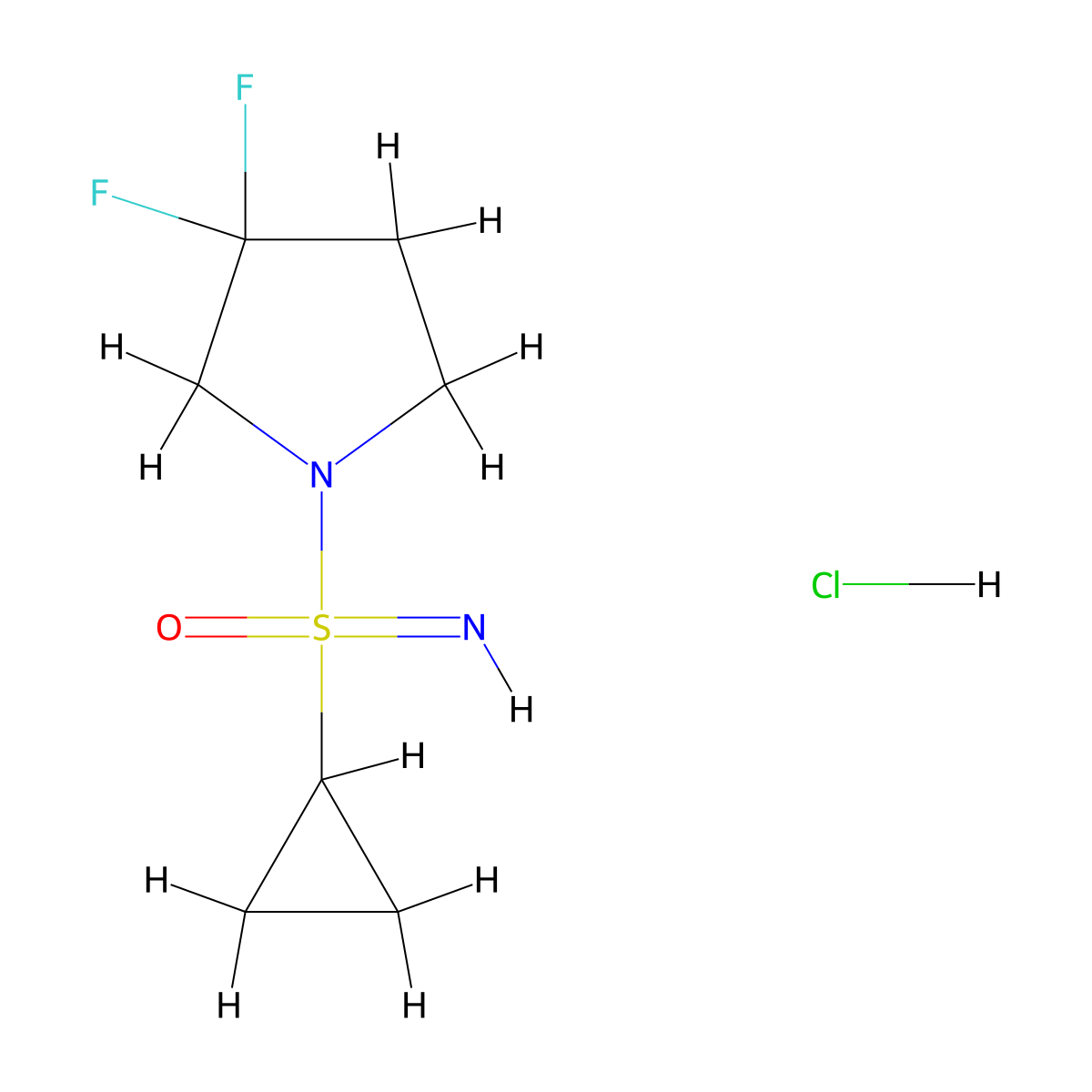 1-(Cyclopropanesulfonimidoyl)-3,3-difluoropyrrolidine hydrochloride molecular structure, CAS 3081979-66-7