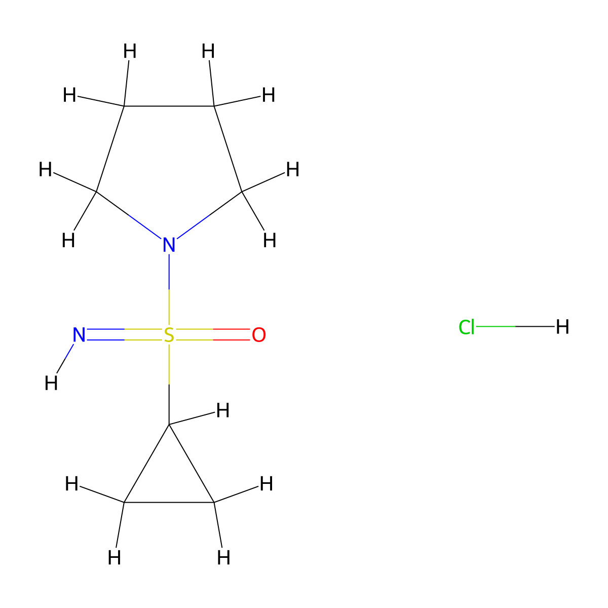 1-(Cyclopropanesulfonimidoyl)pyrrolidine hydrochloride molecular structure, CAS 3081979-69-0