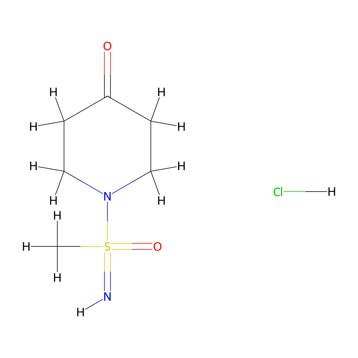 1-[Imino(methyl)oxo-lambda6-sulfanyl]piperidin-4-one hydrochloride molecular structure, CAS 3081979-73-6