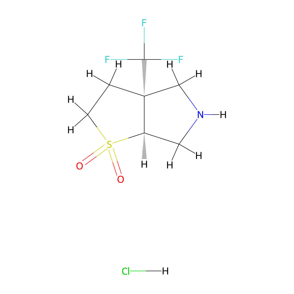 (3aS,6aS)-3a-(trifluoromethyl)-hexahydro-2H-1lambda6-thieno[2,3-c]pyrrole-1,1-dione hydrochloride molecular structure, CAS 3081979-75-8