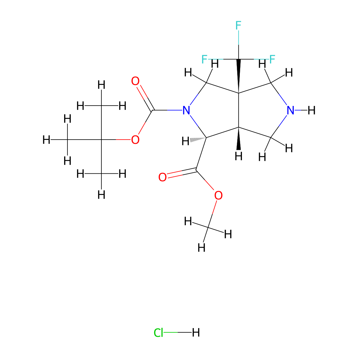 2-tert-butyl 1-methyl (1S,3aR,6aR)-3a-(trifluoromethyl)-octahydropyrrolo[3,4-c]pyrrole-1,2-dicarboxylate hydrochloride molecular structure, CAS 3081979-78-1