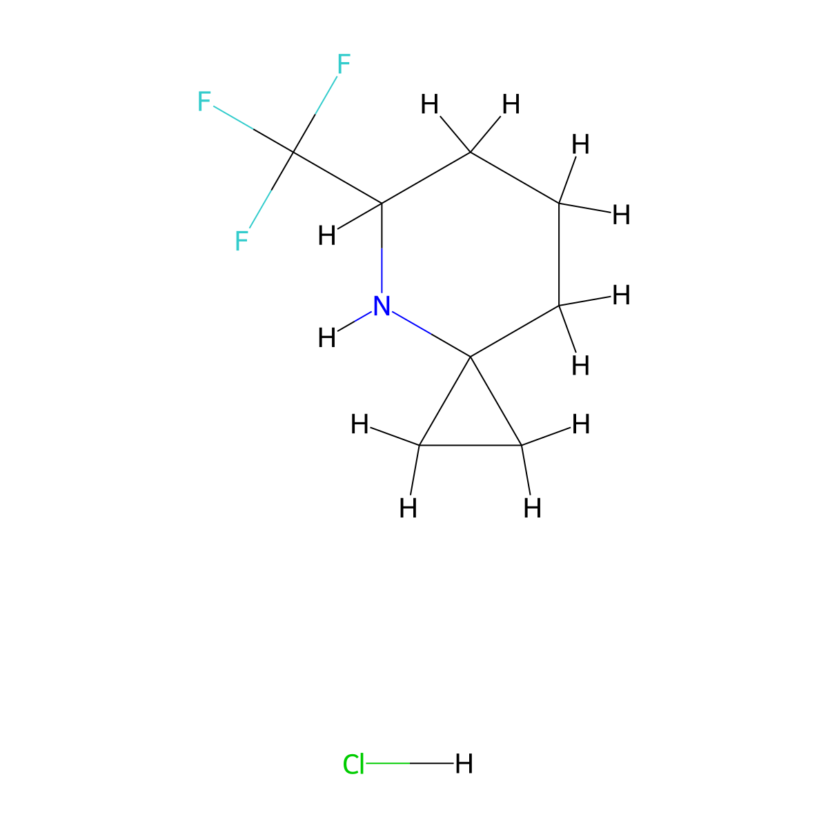 5-(Trifluoromethyl)-4-azaspiro[2.5]octane hydrochloride molecular structure, CAS 3081979-82-7